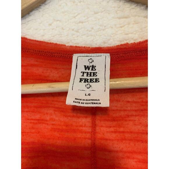 We the Free Distressed V Neck T Shirt Womens Large Red Sheer Lightweight Casual - Picture 5 of 6